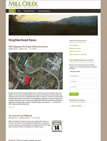 Mill Creek Homeowners Assn - current site
